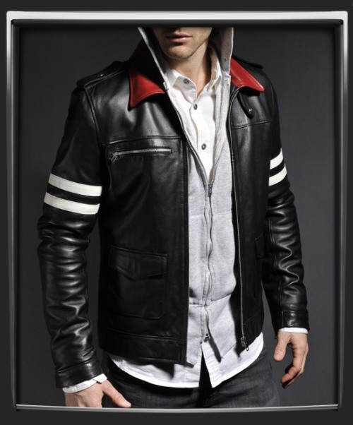 simurdiera:  openmindeo:  openmindeo: Unofficial replica leather jacket as worn by Alex Mercer in the video game Prototype. Check out the back design, we are pretty chuffed with this part. 100% Made in Italy. Black Italian nappa leather. Fitted waist