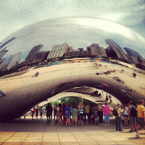 instagram:  Want to see more photos? Browse photos taken at Cloud Gate. Cloud Gate In the center of Chicago’s Millennium Park lies Cloud Gate, perhaps the most photogenic bean in the world. The reflective steel sculpture was built between 2004 and 2006