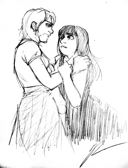 kendrawcandraw:   “You’re so frustrating-!”  I occasionally like to draw some Faberry. Tonight is one of those times for obv. reasons 