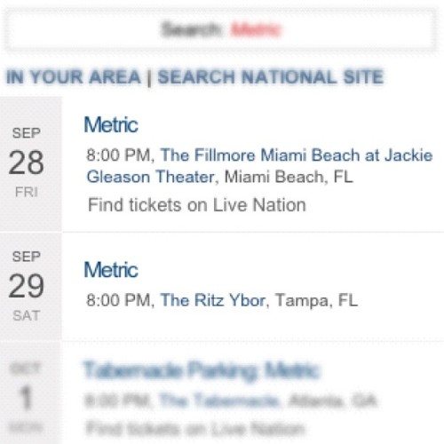 Decisions to make, #metric in #tampa or #miami… Anyone making one of these shows? (Taken with Instagram)