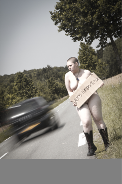 jencatalano:  Hitchhiking naked for Etienne