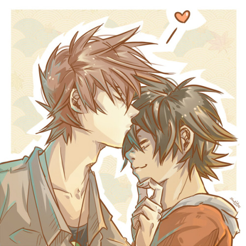 feranelia:An old simple sketch I found, finished and colored. Because OTP HNNG;