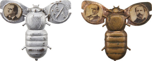 ca. 1896, [McKinley & Hobart and William Jennings Bryan: Jugate Mechanical “Bug” Pin