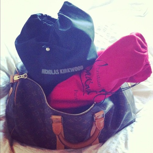 Packing! #louisvuitton #chistianlouboutin #nicholaskirkwood all my men check!!! (Taken with Instagra