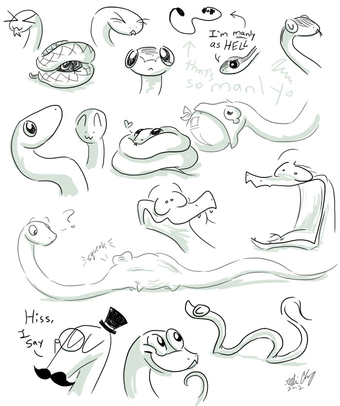 aliceapprovesart:  Still full of cutie-patootie snake feels. Have a bunch of silly