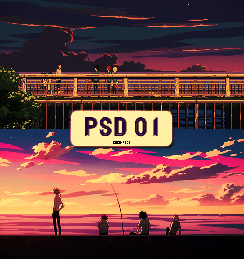 baka-psds: PSD #1 → Enoshima sunset First post and psd file ever haha, feedback is we