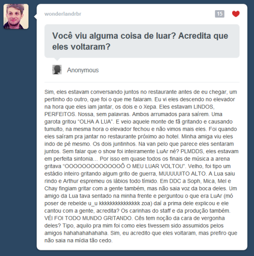 teamoolhoslindos:  thiscrazyloveluar:  eu meio que pirei ontem lendo isso u.u  OOOOOOOOOOOOOOÔ O MEU LUAR VOLTOOOU! 