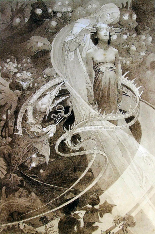 ceruleancynic: scloutier: jennathings: theartofanimation: Alfons Mucha - Le Pater (1860-1939) I don&