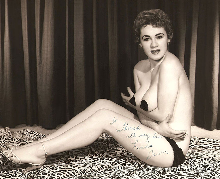   Linda Dawn Vintage 50’s-era promo photo personalized: “To Hirsh — all my