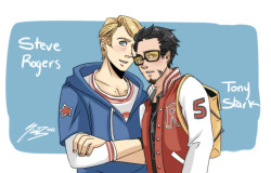 silicebworks:  Tony and Steve AU College