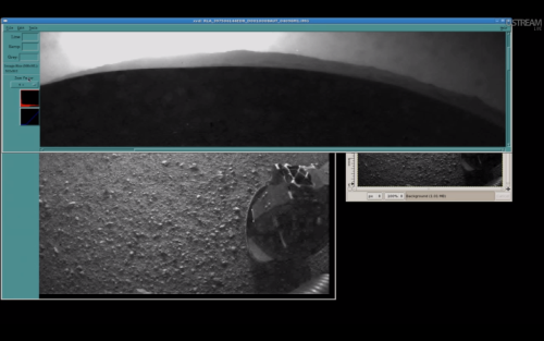 This is a better view of the crater rim from the new image from Curiosity.