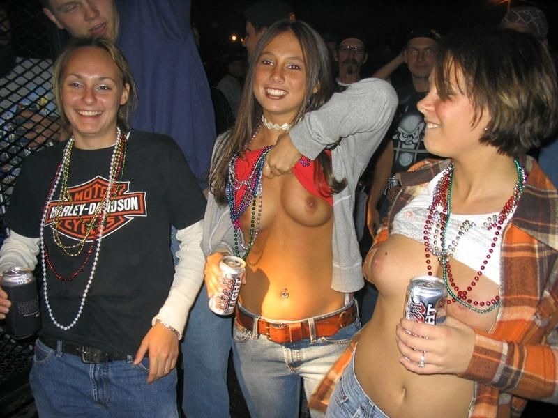 Mardi gras girls flashing their boobs