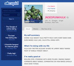 jadedpunk:  JADEDPUNKHULK’s dating profile. (Click for full profile.) 