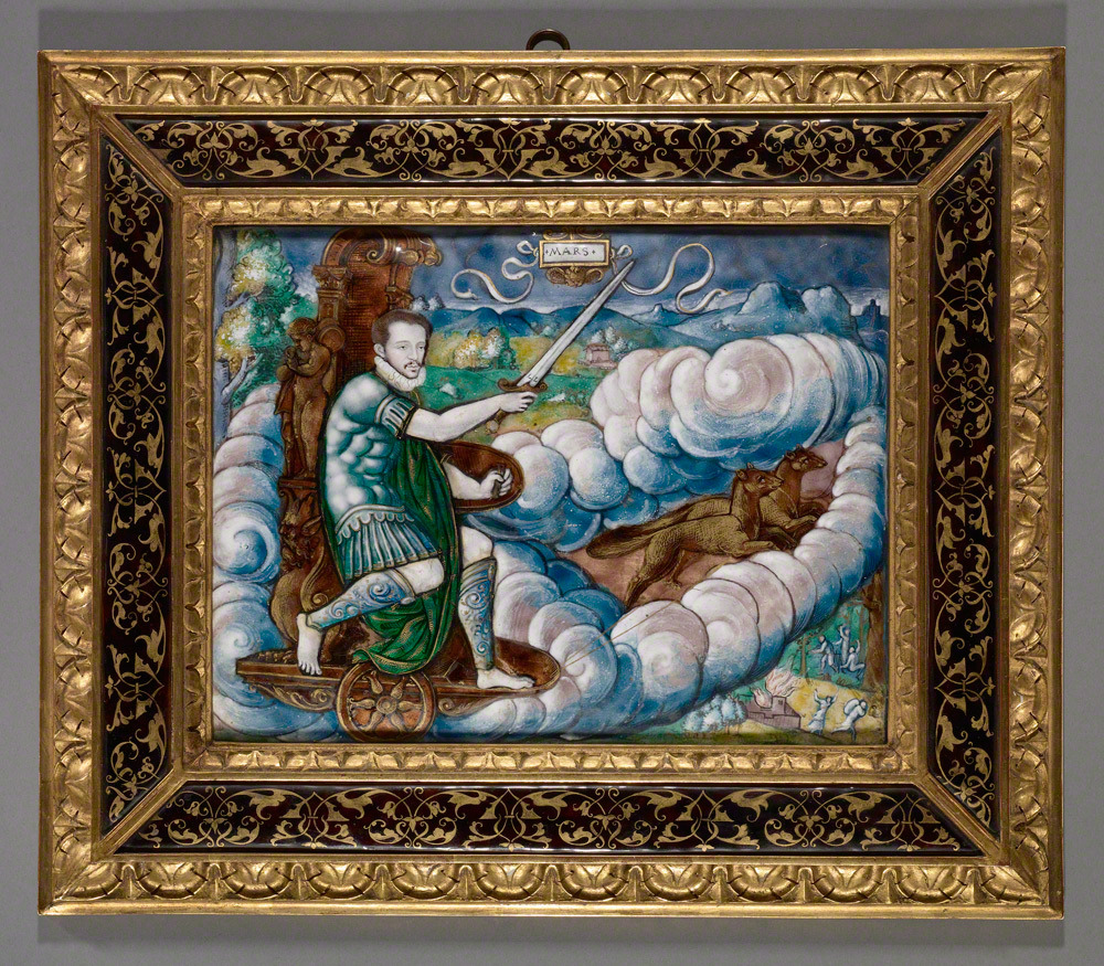 Allegory of Charles IX as Mars, 1573, Painted enamel plaque by Léonard Limosin