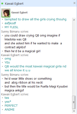 me and Jeanie are having quality convos about Madoka (◡ ‿ ◡ ✿)