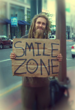 thebrightstarsisee:  “Dont give me money just your smiles” Homeless guy I met in portland 