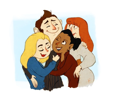 kai-art: The tenth doctor in a lady sandwich and his female companions.