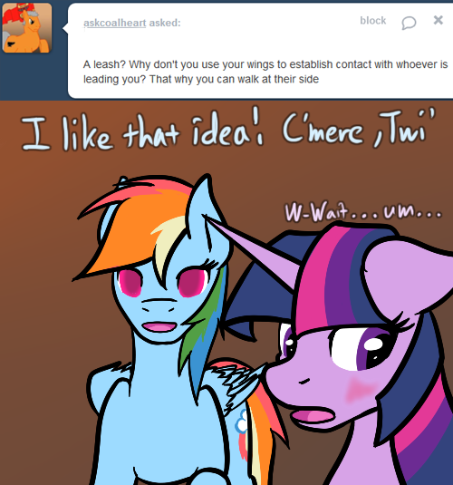 askblinddash:  Rainbow Dash: Are you sure you’re ok? Your heart is kinda going