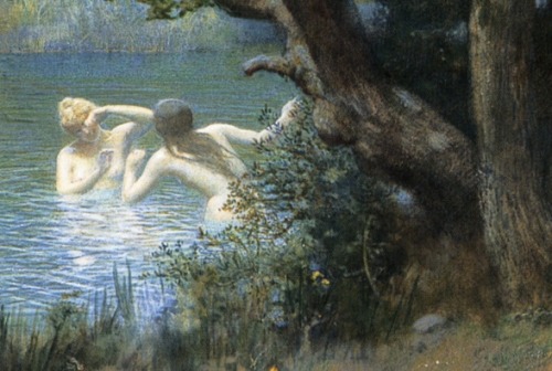 pre-raphaelisme: detail of Diana’s Maidens by Edward Robert Hughes