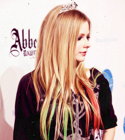 popgifs-blog1:  Avril Lavigne on her first Abbey Dawn fashion show ever 