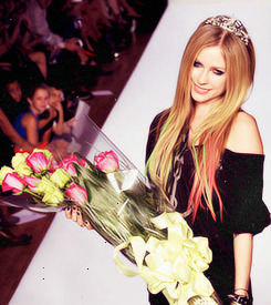 popgifs-blog1:  Avril Lavigne on her first Abbey Dawn fashion show ever 
