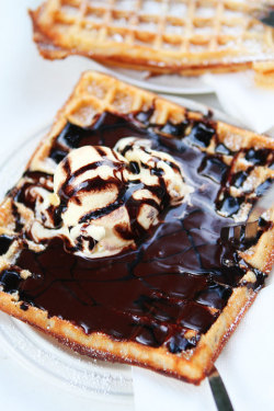 gastrogirl:  crispy waffle with gelato and hot fudge. 