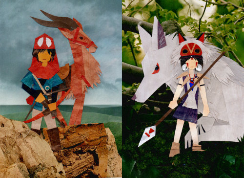 m0iety:Studio Ghibli Art Collages by Bot(Top to bottom: Spirited Away, My Neighbor Totoro, Howl&rsqu
