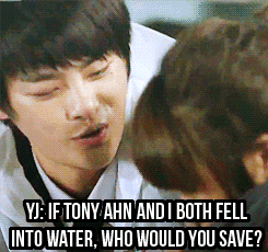 chandoo:tony oppa knows how to swim.