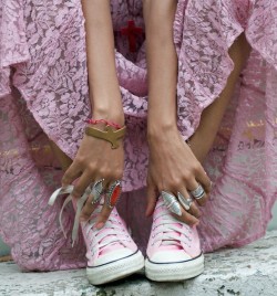 daughterofaphrodite828:  Pink Lace and Chucks?