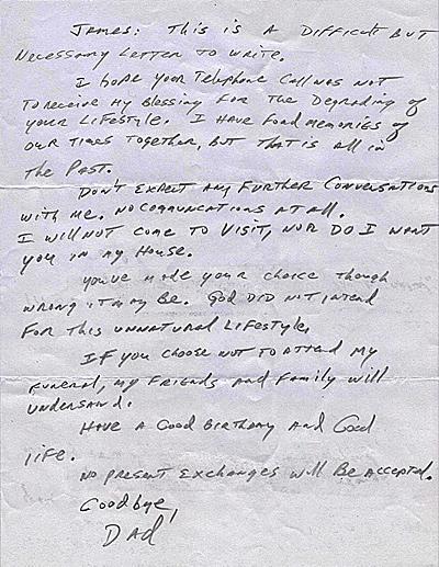 gaywrites:  In which a father writes a letter to his son, who has just come out,