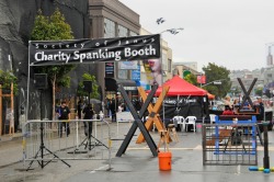 festivalfemalesandm:  Where it all begins - the Society of Janus Charity Spanking Booth at Folsom Street Fair