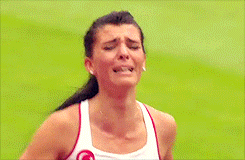 oliviergiroudd:  This really shows the true spirit of the Olympic games. Turkish runner Merve Aydin injured herself during an 800m heat, but still carried on a whole lap visibly in excruciating pain before limping over the finish line and falling to the