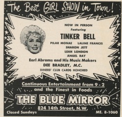 Burlyqnell:    Tinker Bell Vintage Promo Ad For An Appearance (February 16, 1964)