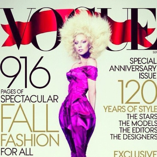 @ladygaga covers @voguemagazine&rsquo;s sept. &lsquo;12 cover. #ladygaga #vogue #fashion #yes #120ye