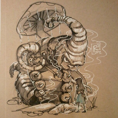 Oh Alice. #aliceinwonderland #drawing #sketchbook #sketching #art #smoke (Taken with Instagram)