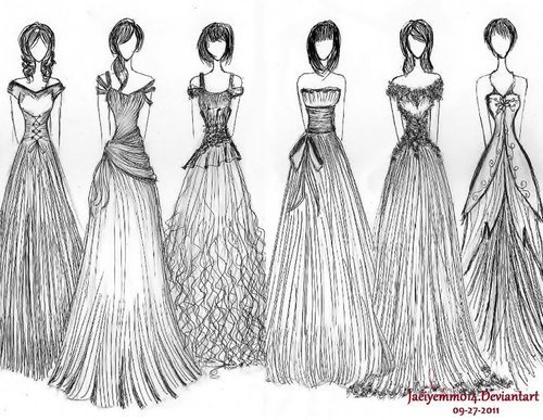 Drawing fashion sketches dresses