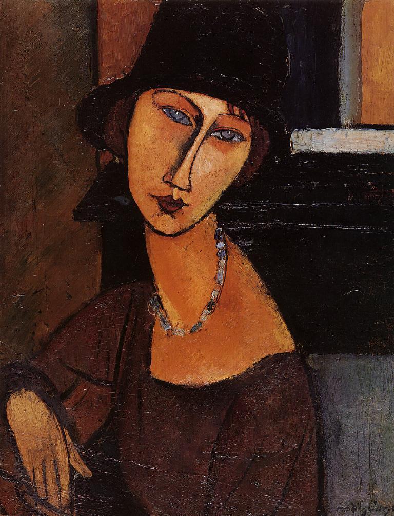 oilpaintinggallery:  Oil painting: Jeanne Hebuterne with Hat and Necklace Artist: