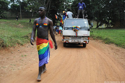 between-stars-and-waves:  becausedragonage:  watercolored-braids:  sloppy:  shapeandcolour:  This weekend, activists in Uganda - a country where homosexuality is punishable by death - held their first Pride.  This is the epitome of courage. I have no