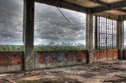 kwestcomesalive:  Detroit skyline from an abandoned building 