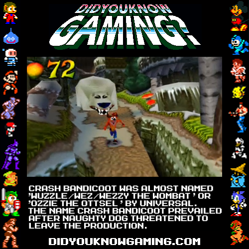 didyouknowgaming:  Crash Bandicoot.  Submitted by Face.   no kidding? Because isn’t Ottsel the species that Daxter is in another Naughty Dog series?