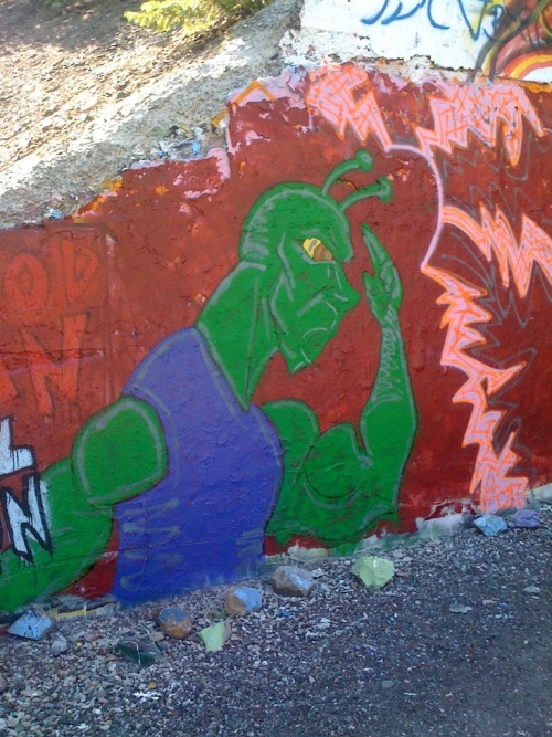 fuckyeahnamekians:  queenofthelostboys:  Drove by good ol’ Graffiti Bridge in Mount Shasta today and finally remembered to stop and take a picture. Dragon Ball Z at it’s finest! Fucking Piccolo! “Da Special Beam Cannon”  Hehe. 