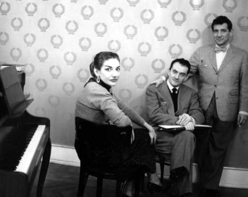 entregulistanybostan: Maria Callas, Luchino Visconti and Leonard Bernstein mudwerks via They Were C