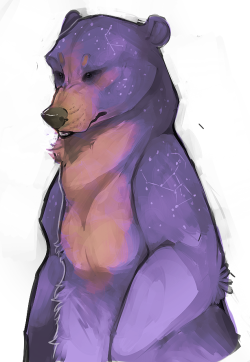 hootbird:angry speedpainting. my rendition of an “Ursa Major” if it were an actual bear. this wasn’t even well thought out at all (hence it having multiple constellations on it rather than the typical uh.. big dipper), but i don’t really care.