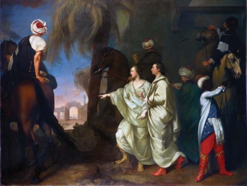 Gavin Hamilton, Wood and Dawkins Discovering Palmyra.  Oil on canvas, 310 × 389 cm (10 ft