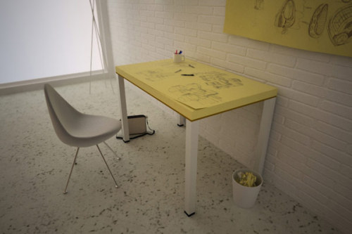 Post-it table. I post it because it’s funny and i love original designs. Would not use it in my loft though…