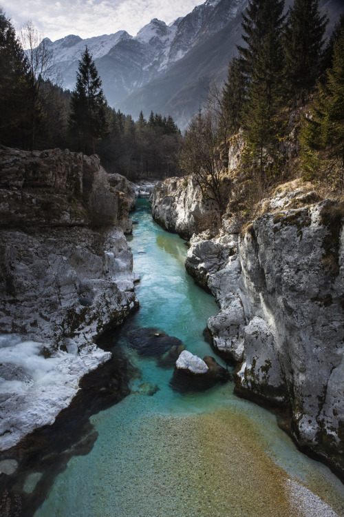 Soča River Gorge in Triglav National Park, Slovenia.