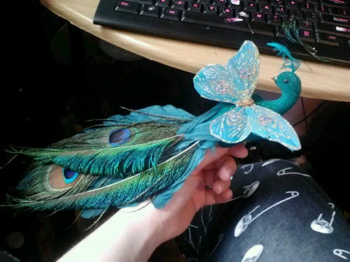 Despite the ongoing tornado warnings I have managed to finish gussing up this fab as fuck peacock clip for my blazer this weekend. Now to seek shelter in my closet.