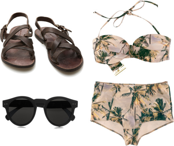 miel-doux:  chill by h-oney featuring leather strappy sandals  H&amp;M bikini