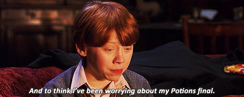 yourlinesbecomeroutine:  I like to think that this is when Ron decided not to ever worry about exams again. 