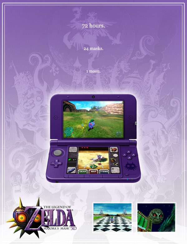 cklikestogame:  hoskie:  tinycartridge:  The Legend of Zelda: Majora’s Mask 3DS